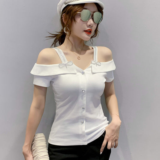 Fashion Collarbone Off Shoulder Top For Women - Classic chic