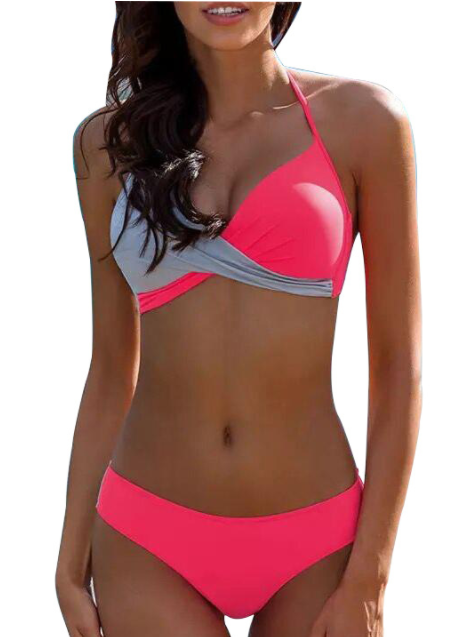 New Swimsuit European And American Sexy Solid Color Split Swimsuit Color Matching Bikini - Classic chic