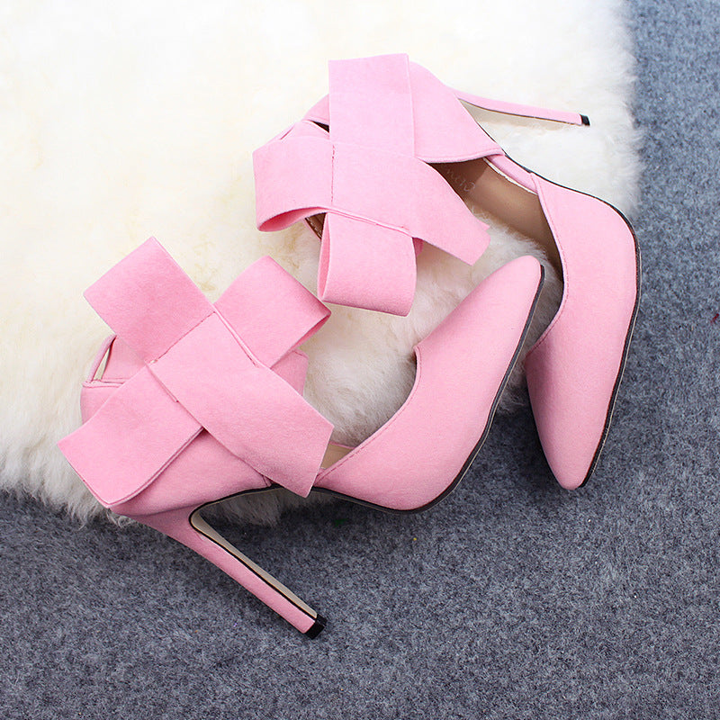 Big Bow Pumps Women Thin High Heel Shoes For Party Festival