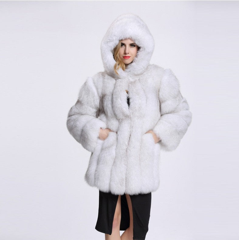Fashion Temperament Faux Fur Coat Women's Mid-length