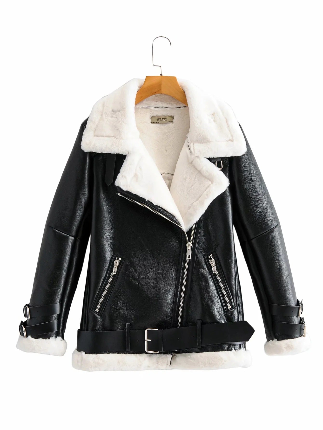 Autumn and Winter New Warm Fur All-in-one Leather Jacket