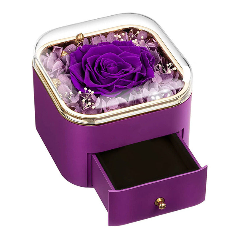Valentines Day Rose Flower Drawer Jewelry Box Earrings Ring Necklace Storage Valentine's Day Gift Box Romantic Jewelry Packaging Box