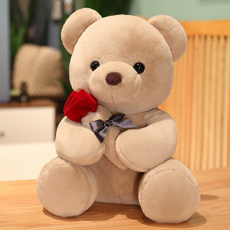 Hug Roses Teddy Bear Plush Pillow Stuffed Soft Animal Dolls Nice Birthday Gift Girlfriend Valentine's Day