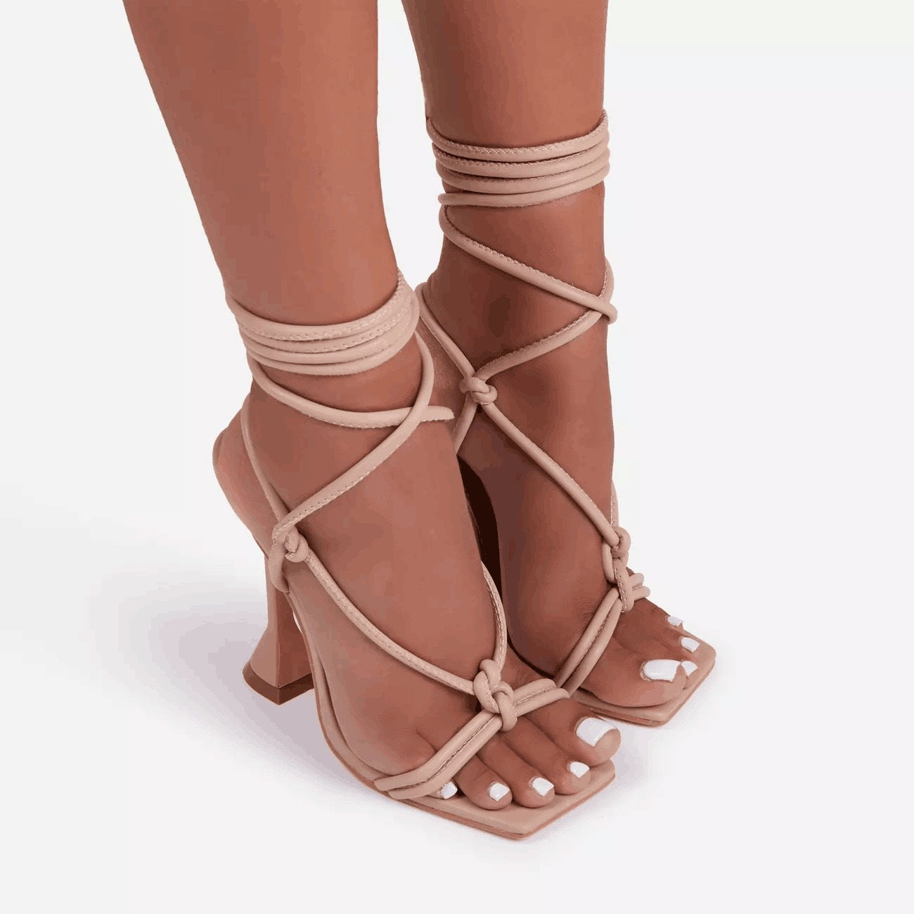 High Heel Strappy Sandals Women Square Toe Shoes Party