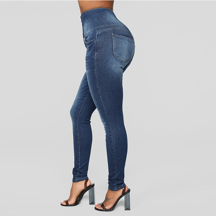 European And American Women's High Waist  Slim Jeans Women - Classic chic