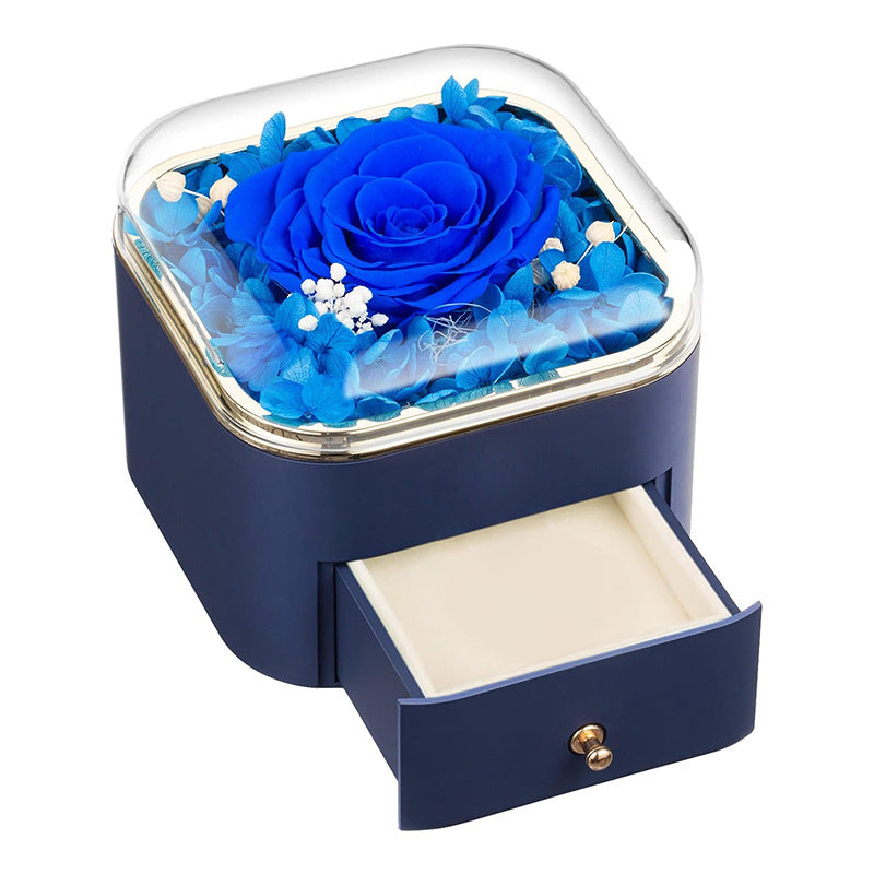Valentines Day Rose Flower Drawer Jewelry Box Earrings Ring Necklace Storage Valentine's Day Gift Box Romantic Jewelry Packaging Box