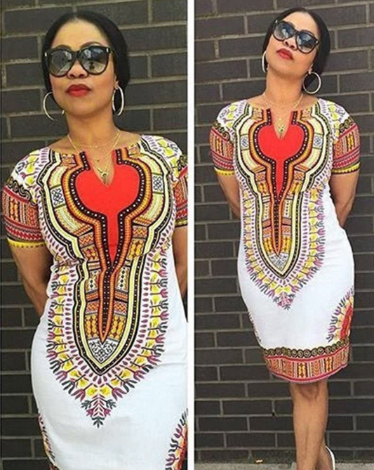 Amazon Ethnic Printed Polyester Ladies Dress