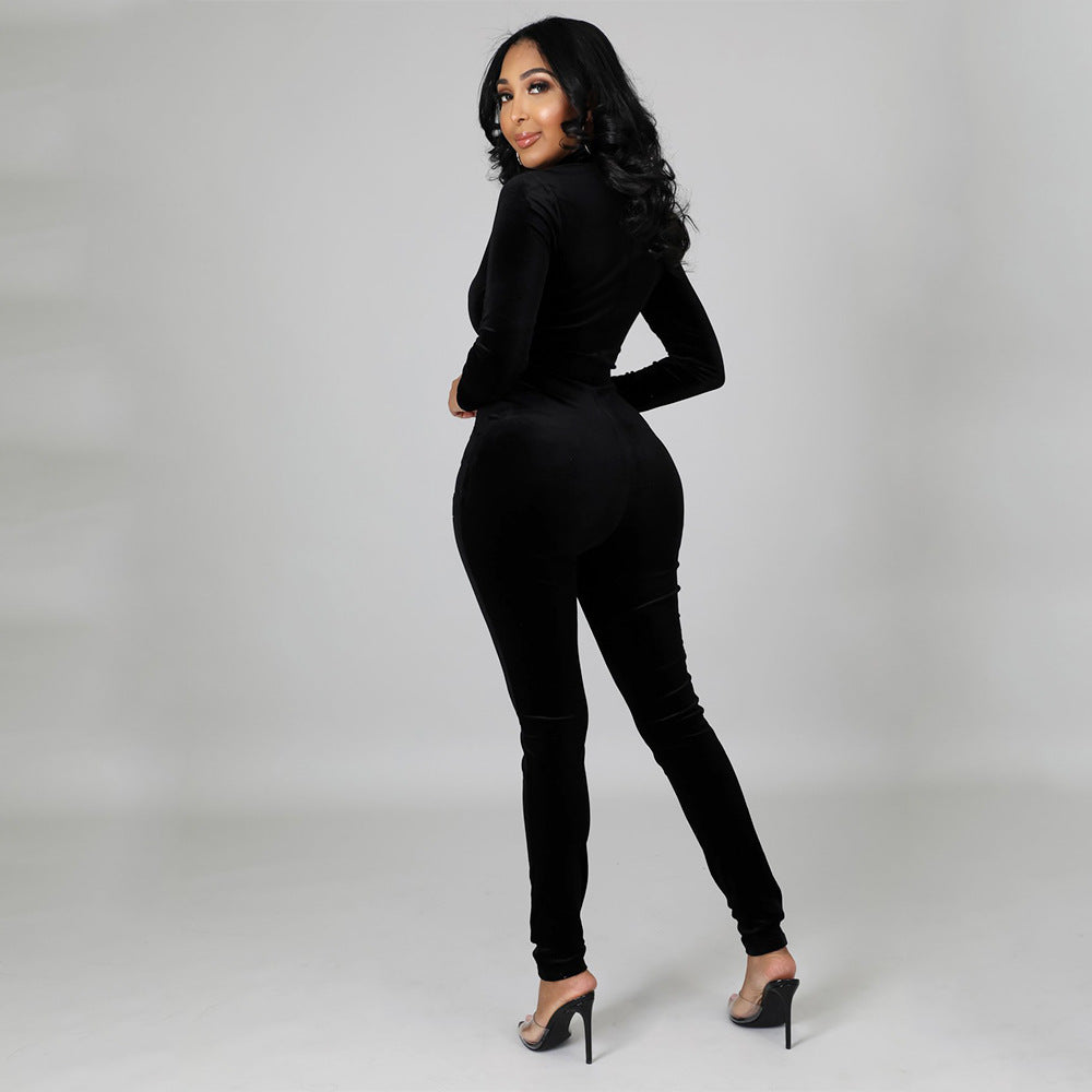 Women's Tight Stitching Long Sleeve Jumpsuit