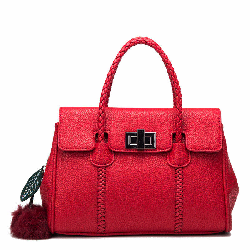 Leather handbags lychee pattern handbag - Classic chic