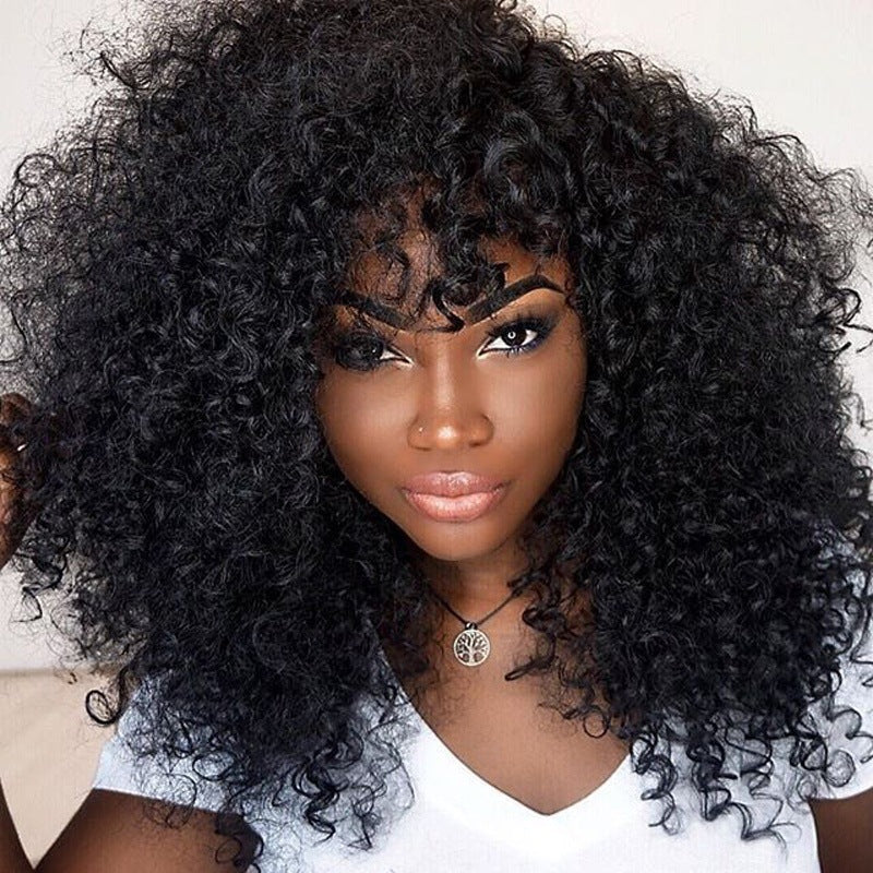 Manufacturers Supply European And American Wigs, African Short Curly Hair Female Wigs, Fluffy Small Curly Bangs, Long Curly Hair Wigs, Wigs - Classic chic