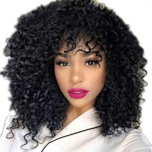 Manufacturers Supply European And American Wigs, African Short Curly Hair Female Wigs, Fluffy Small Curly Bangs, Long Curly Hair Wigs, Wigs - Classic chic