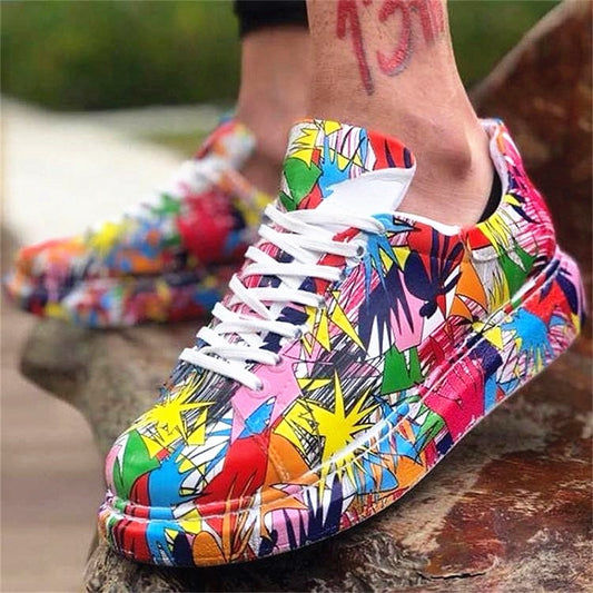 Graffiti White Shoes For Men And Women Casual - Classic chic