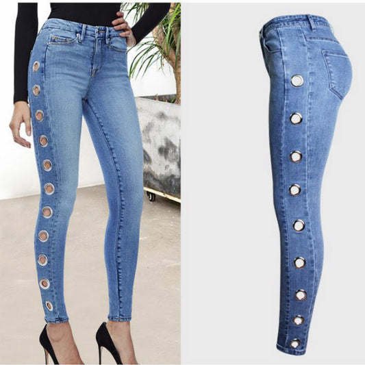 Fashion Tight Hoop Jeans For Women - Classic chic