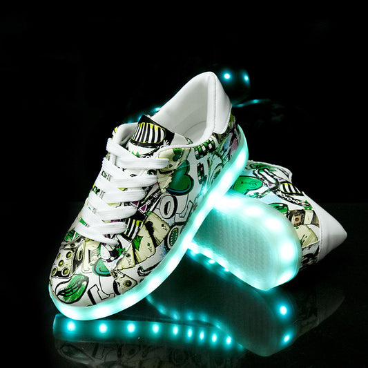 Men and women light shoes couple fluorescent shoes - Classic chic