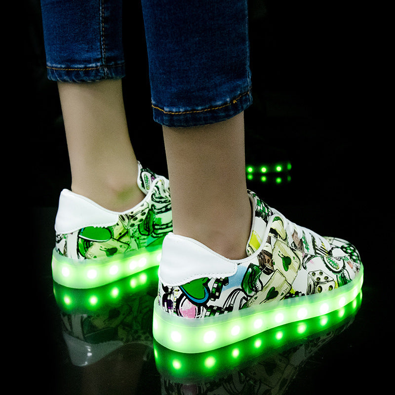 Men and women light shoes couple fluorescent shoes - Classic chic