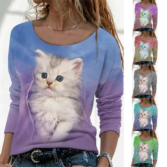 New Animal Pattern Long-sleeved T-shirt Female Bottoming Shirt - Classic chic