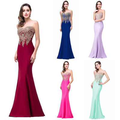 Amazon Europe dress sexy back hollow applique package hip dress fishtail skirt female perspective - Classic chic