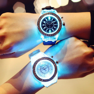 LED Luminous Watches Geneva Women Quartz Watch Women Ladies Silicone Bracelet Watches - Classic chic
