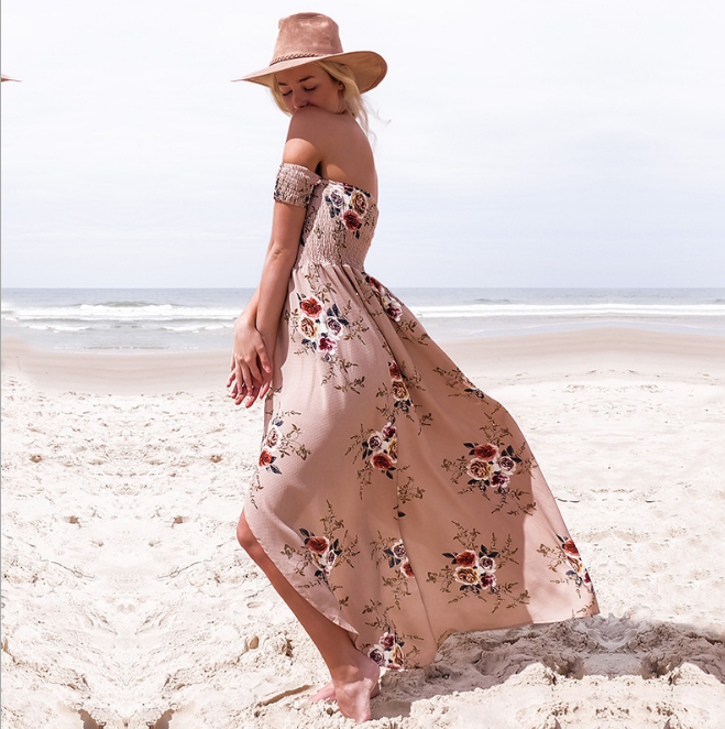 Boho style long dress women Off shoulder beach summer dresses - Classic chic