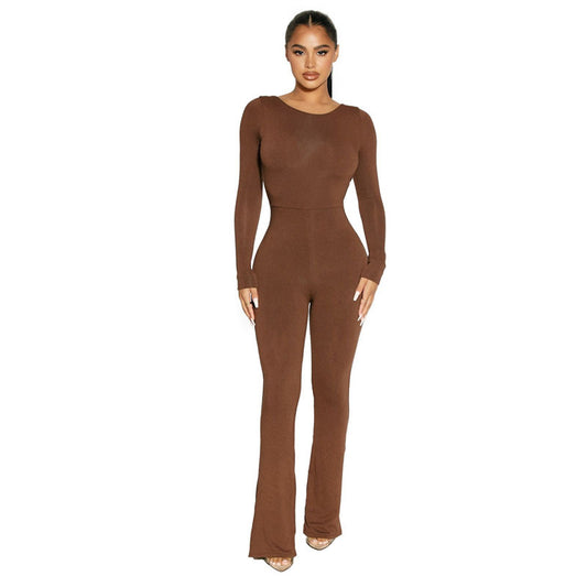 Stretch  Back Autumn And Winter Women's Long-sleeved Jumpsuit - Classic chic