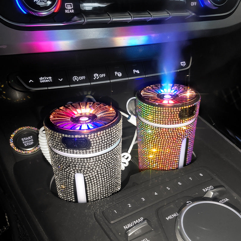 Luxury Diamond Car Humidifier LED Light Car Diffuser Auto Air Purifier Aromatherapy Diffuser Air Freshener Car Accessories For Woman - Classic chic