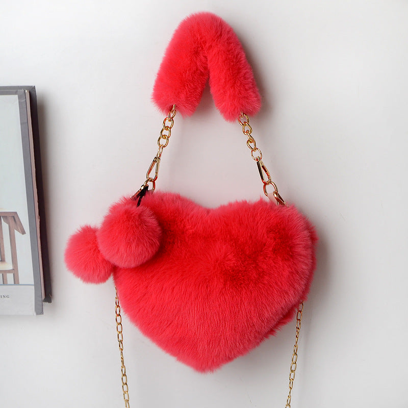 Love Bags Soft Plush Handbags Women Valentine's Day Party Bag - Classic chic