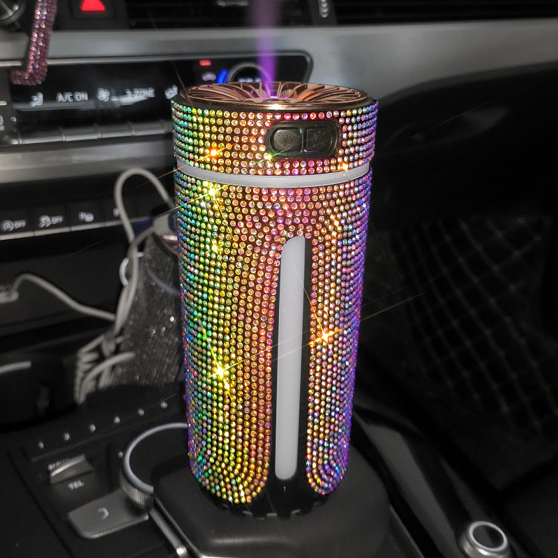 Luxury Diamond Car Humidifier LED Light Car Diffuser Auto Air Purifier Aromatherapy Diffuser Air Freshener Car Accessories For Woman - Classic chic