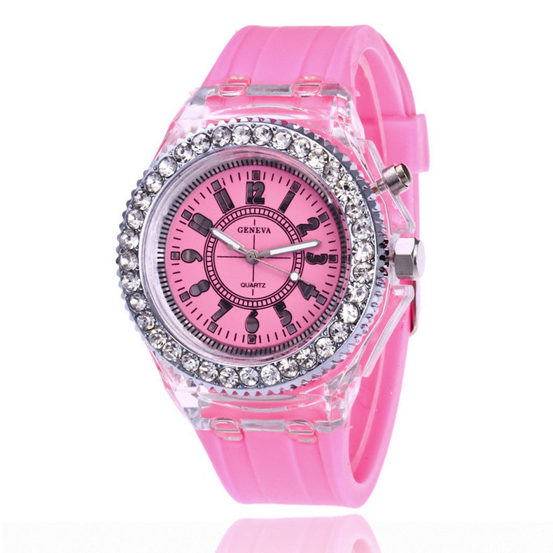 LED Luminous Watches Geneva Women Quartz Watch Women Ladies Silicone Bracelet Watches - Classic chic
